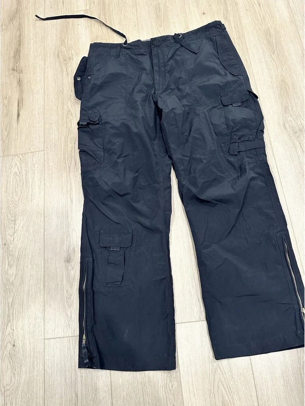 Vintage Y2K Gap Black Cargo Paratrooper Parachute Pants XL